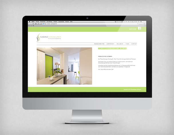 Website der Physiotherapiepraxis Sprengart